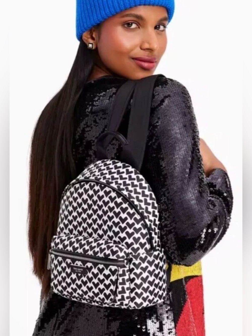 Kate Spade New York Sam Icon Modernist Hearts Jacquard Small Backpack